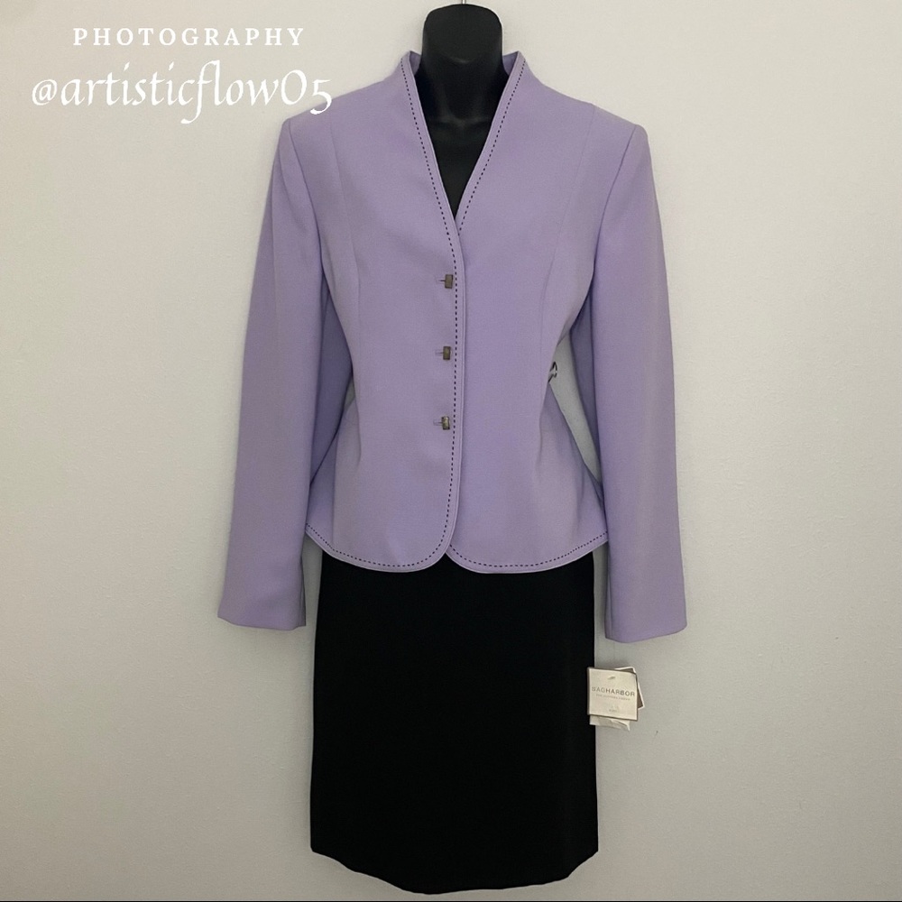 NEW! Sag Harbor Black & Lilac 2 Piece Suit 12/14